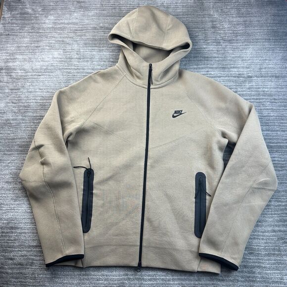 NEW Nike Tech Fleece Jacket Mens Medium Khaki Beige Tan Windrunner Hoodie